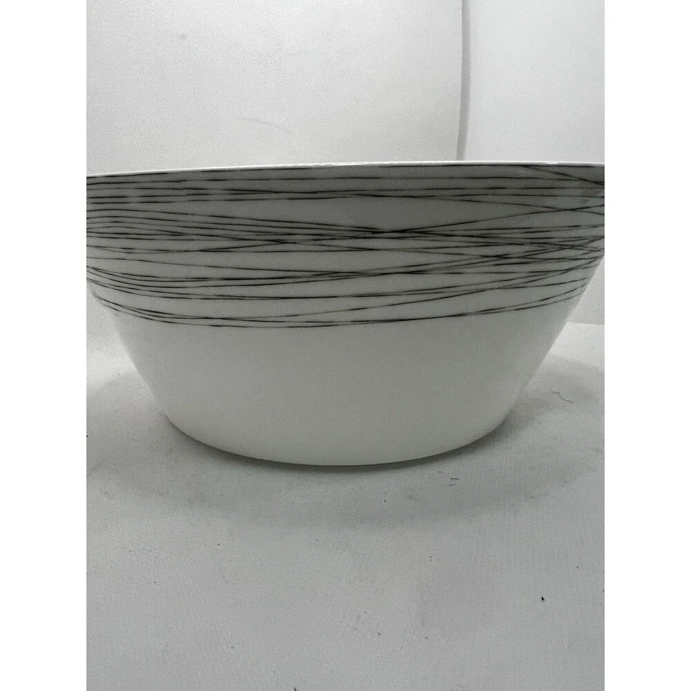 Crate & Barrel ITO Black White Porcelain Serving Bowl